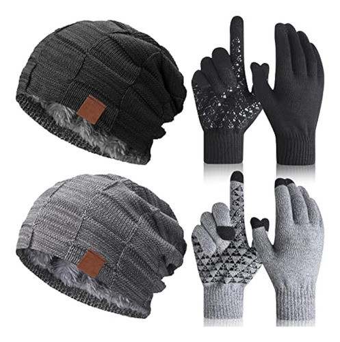 4 Pack Winter Hats For Men Beanie And Gloves 0