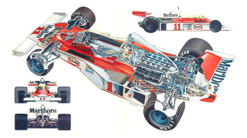 Auto De Carrera Formula 1 Estructura - Lámina 45x30 Cm. 0
