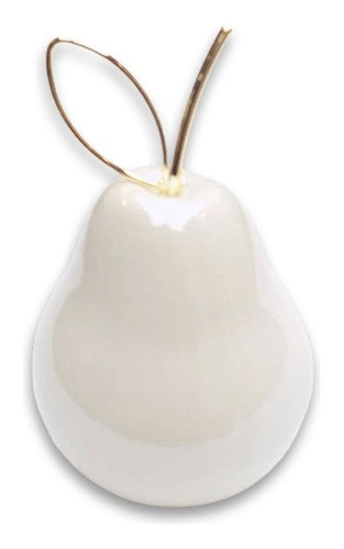 Pera Decorativa 8.5cm Blanco/dorado 0