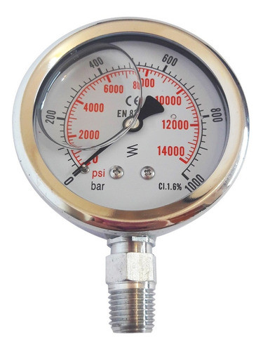 Manómetro Ø 100mm, Escala 0-1000 Bar Rosca 1/2  Npt 0