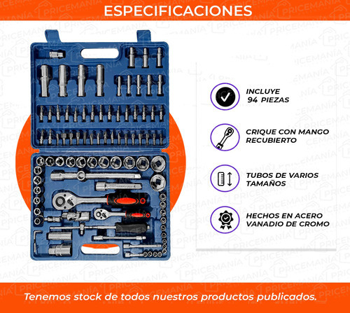 Set Bocallaves  Kit Maletín 94 Caja Piezas Tubos 1