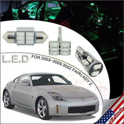 11 × Luz Interior Led Paquete Verde Para 2003-2009 Nissan 35 0