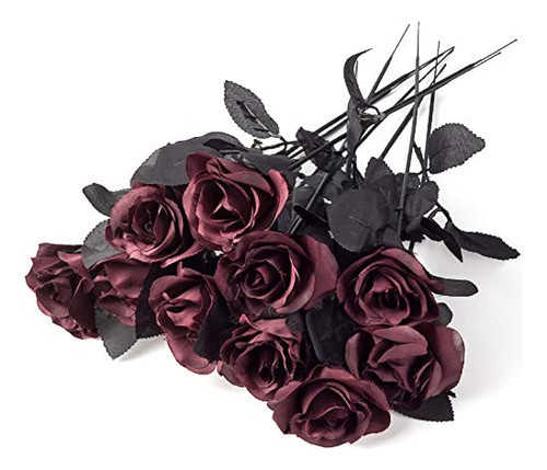 Yebazy - Paquete De 10 Rosas De Seda Artificiales De Color R 0