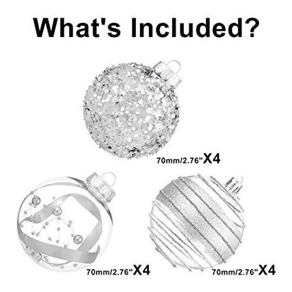 12 Bolas De Navidad Ps Xmasexp - 3 Diseños Gris Diamante 7cm 1