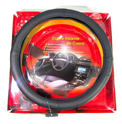 Cubre Volante Auto Negro Cuero Calidad 38cm Mod779-1 1