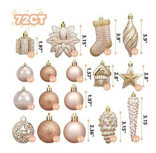 Juego De Adornos Para Arbol De Navidad De 72 Piezas-champan 1