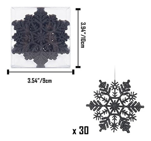 Adornos De Navidad Set De 30 Copos De Nieve P/arbol Negro 1