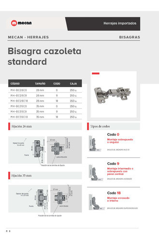 Bisagra Cazoleta 26mm Codo 0 X4 Unidades 1