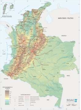 Mapa De Colombia - Físico -  Tamaño 45x30 Cm. 1
