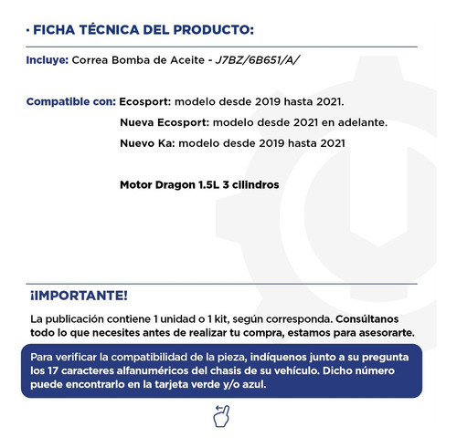 Correa Bomba De Aceite Ford Nuevo Ka Motor 1.5l Original 1