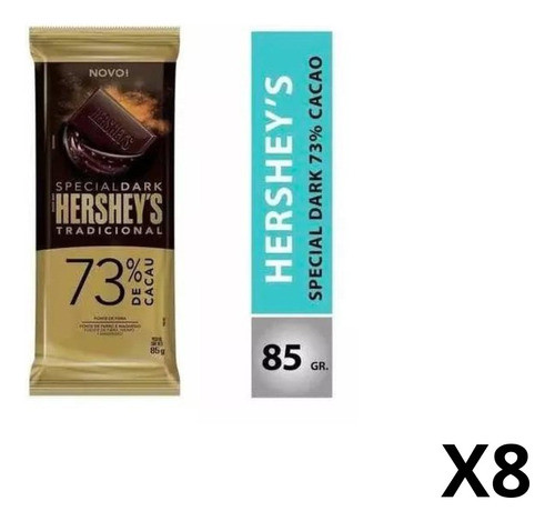 Chocolate Hershey's Special Dark 73% Cacao 85 Grs X8 0