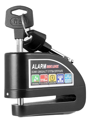 Candado De Moto Para Disco Antirrobo Con Alarma De 110 Db Y 0