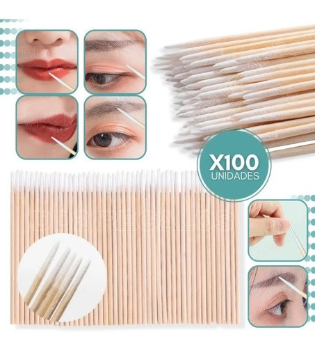 Micro Hisopos Extensión De Pestañas Madera Finos X100u 1