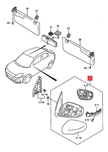 Espejo Retrov Der. Electric C/señal Suzuki Swift Dzire 2018- 0