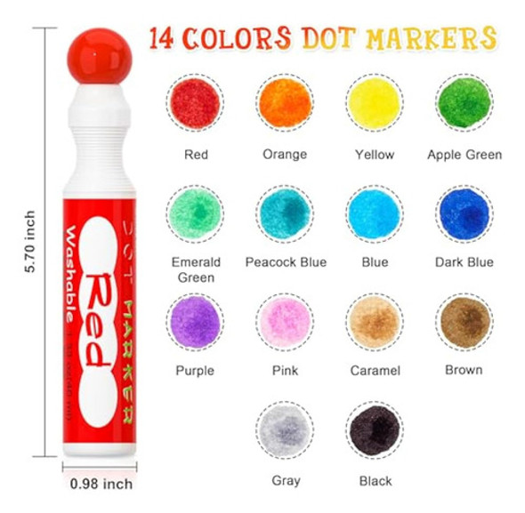 Shuttle Art Marcadores De Puntos, 14 Colores De 1