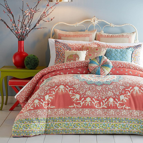 Jessica Simpson Amrita Medallion Comforter Set, King, Coral 0