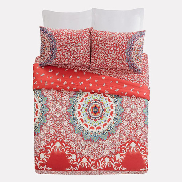Jessica Simpson Amrita Medallion Comforter Set, King, Coral 1