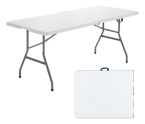Mesa Plegable Pvc 1.8m, Ideal Para Jardín O Aire Libre 0