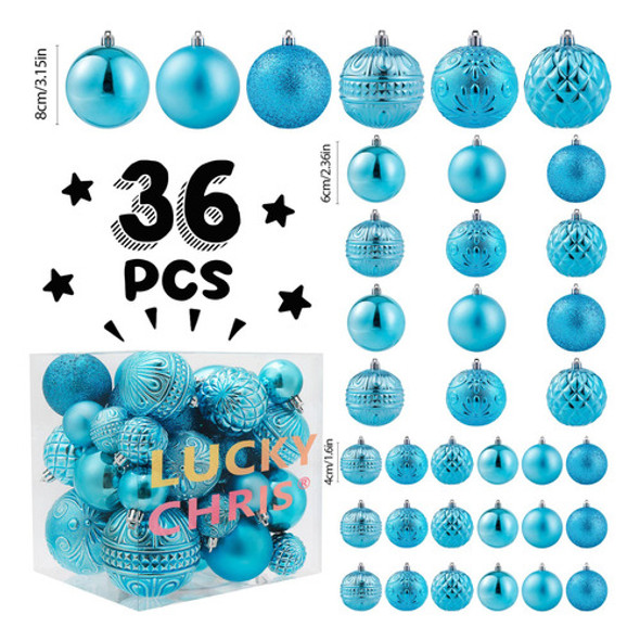 Adornos De Bola De Navidad, Decoracin De Rbol De Navidad Azu 1