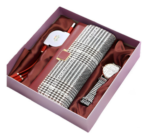 Set De Regalo Mujer 3p Reloj Monedero Cable 0