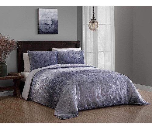 Ginebra Home Fashion Bradshaw Velvet Ombre Comforter Set, Re 0