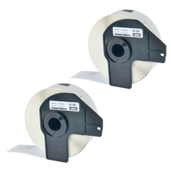 2 Rollos Dk 1201 29mm Blanco Dirección Etiqueta Para W/2 Bro 0
