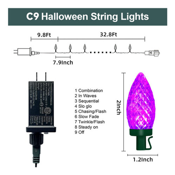 Anycosy Luces De Halloween, 32.8 Pies, 50 Luces Led C9 De Ha 1