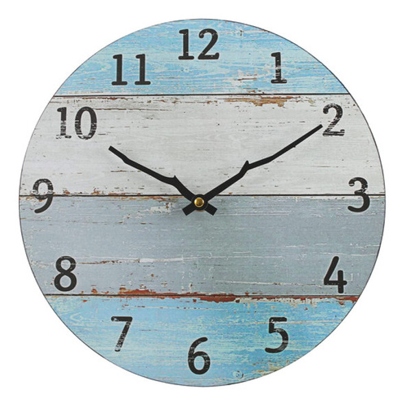 Tonzom Reloj De Pared Redondo De Madera Silencioso, De 12 Pu 0