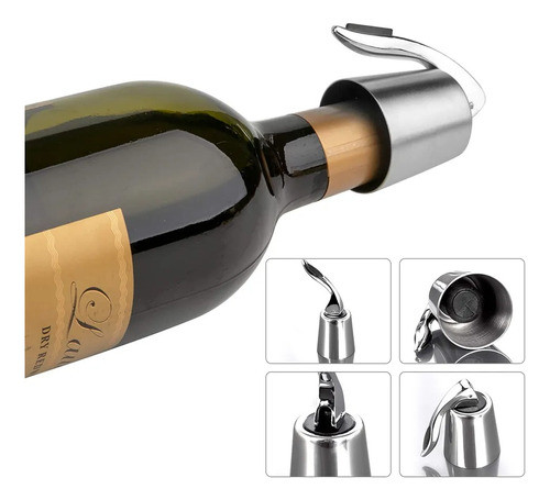 Tapon Para Botellas De Vino Sellador Al Vacío Acero Inox 0