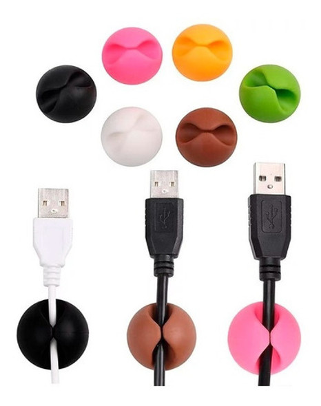 Organizador De Cables Adhesivos X 4 Varios Colores 0