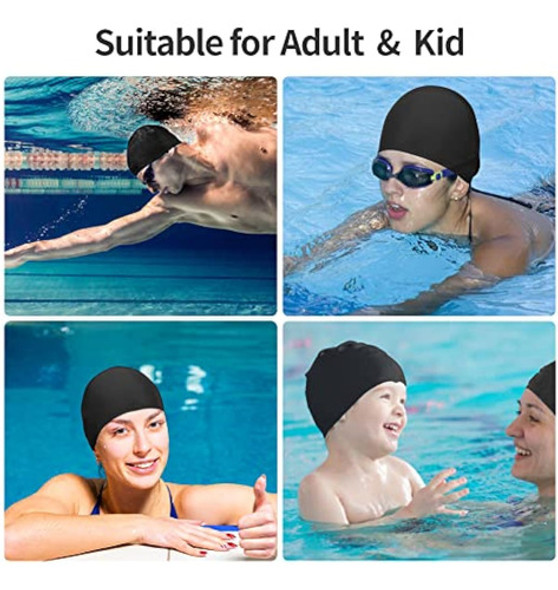 2 Gorras De Natación De Tela Para Mujeres Y 1