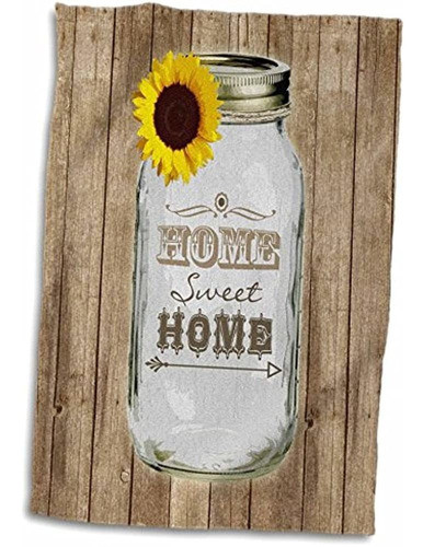 3d Rose Country Rustic Mason Jar Con Sunflower Sweet Home To 0