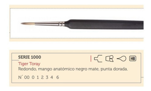Pincel Redondo Casan Serie 1000 Tiger Toray Anatomico N°1 0