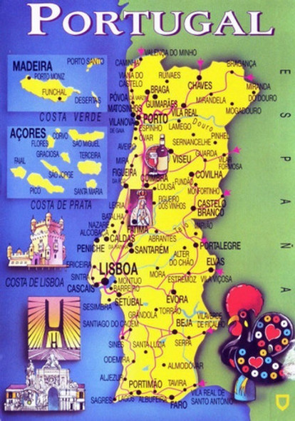 Portugal - Mapa Turístico - Europa - Lámina 45x30 Cm. 0