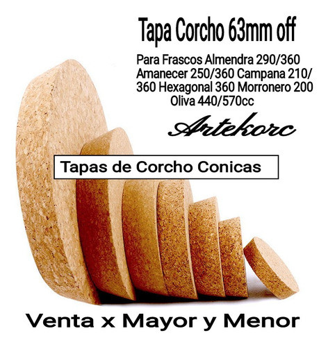 Tapa De Corcho De 63mm Pack X 24 Unid 0