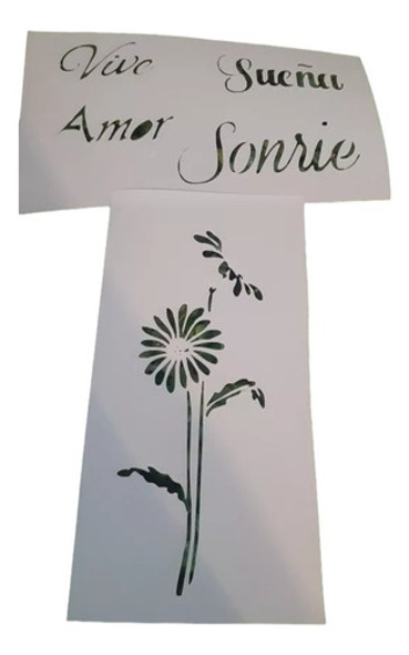 Stencil Frase Vive Sueña Más Flor 0