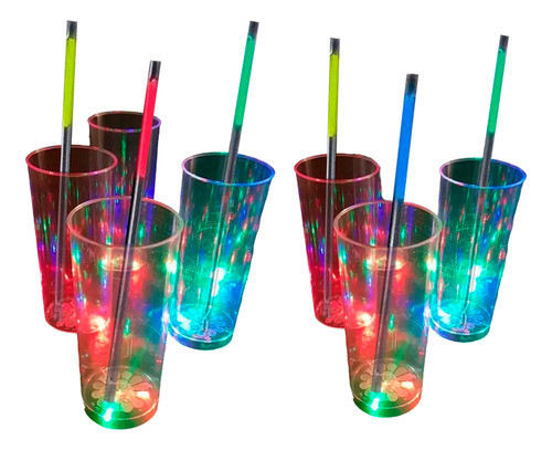 20 Vasos Luminosos Led Con Sorbete Neon 15 Años Eventos 0