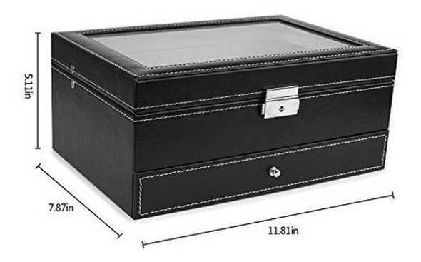 Juns Watch Box, Organizador De Caja De Cuero De La Pu De 12 1