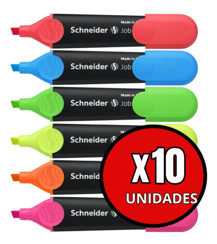 Resaltador Schneider Job Made In Germany Set X 10 Colores 1