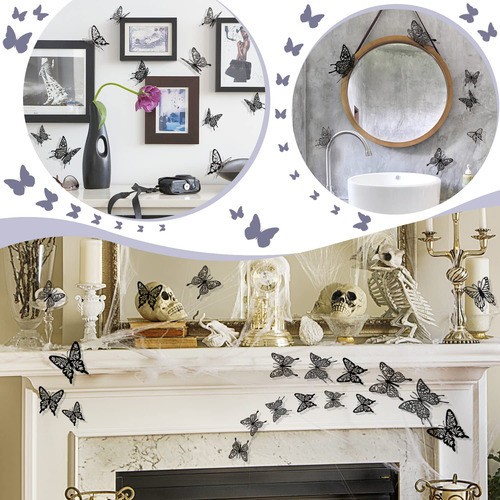 Mariposas Decorativas Stickers 3d Violetas X 48u 1