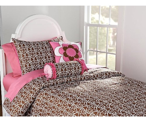 Bacati - Damasco Rosa/choc Twin Edredón 0