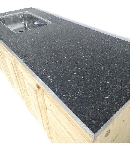 Mesada Granito Negro Cocina De 1,22x0,62 P/ Simple + Zocalo 0