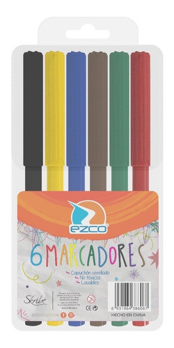 Marcador Fibras Ezco Al Agua X 6 Unidades X10 Paquetes 1