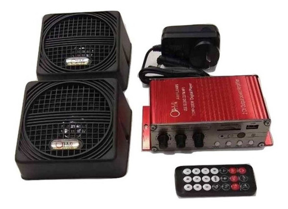 Kit Amplificador P/amoto  C/ Usb  +parlantes+ Fuente 0