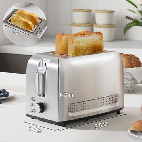 Runnatal Tostadora De Ranura De 2 Rebanadas, Acero 1