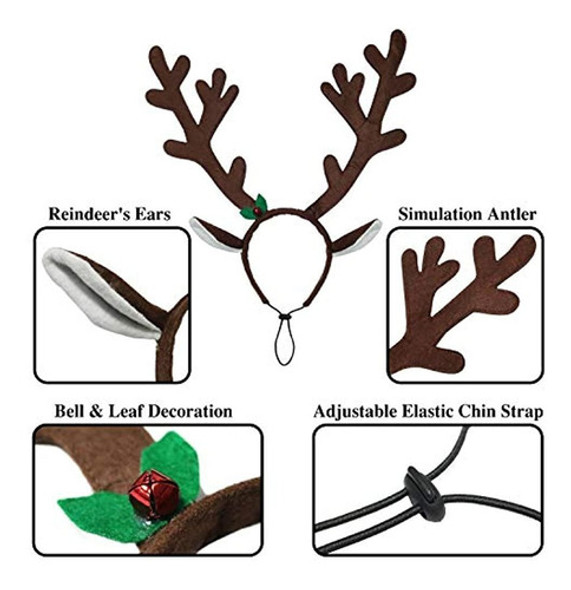Rypet 2 Pcs Diadema De Cuerno De Reno Navideño Con Orejas P 1 Rypet 2 Pcs Diadema De Cuerno De Reno Navideño Con Orejas P 1