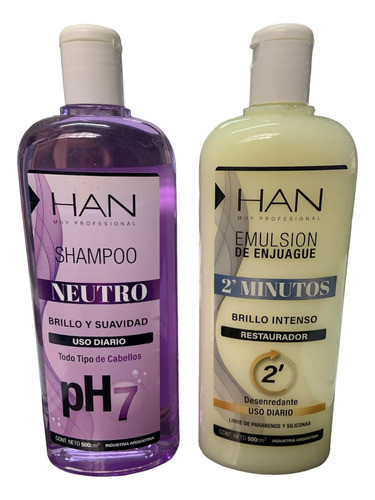 Shampoo Nuetro Ph7 + Enjuague Han 2 Minutos Brillo 500ml 0