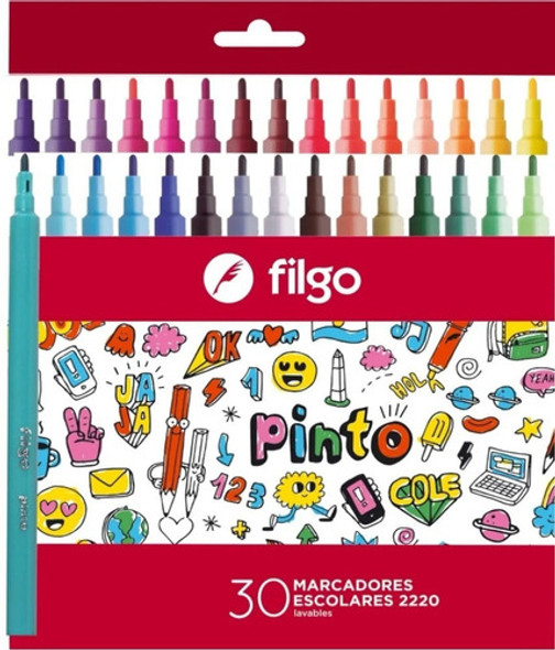 Marcador Escolar Filgo X 30 Colores En Caja - Rosario 0