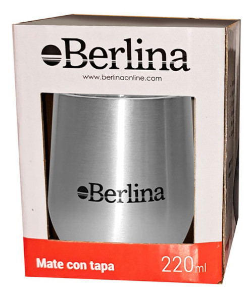 Mate Con Tapa 220ml Berlina Plateado, Doble Pared De Acero 1