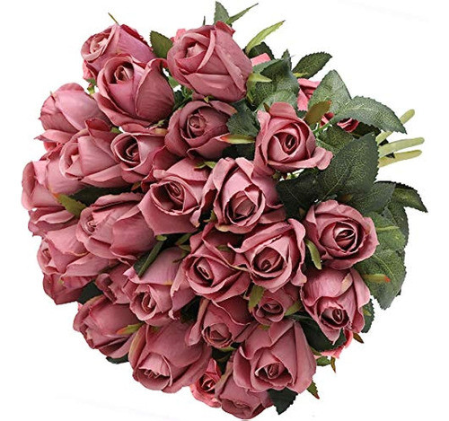 Hawesome 3 Racimos De Flores Artificiales Capullos De Rosas 0